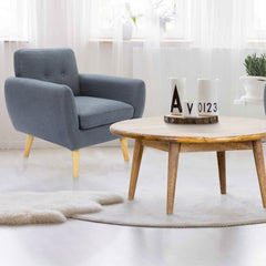 Dane Single Seater Fabric Upholstered Sofa Armchair Set of 2 - Dark Grey.