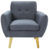 Dane Single Seater Fabric Upholstered Sofa Armchair Lounge Couch - Dark Grey.