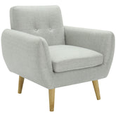 Dane Single Seater Fabric Upholstered Sofa Armchair Lounge Couch - Light Grey.