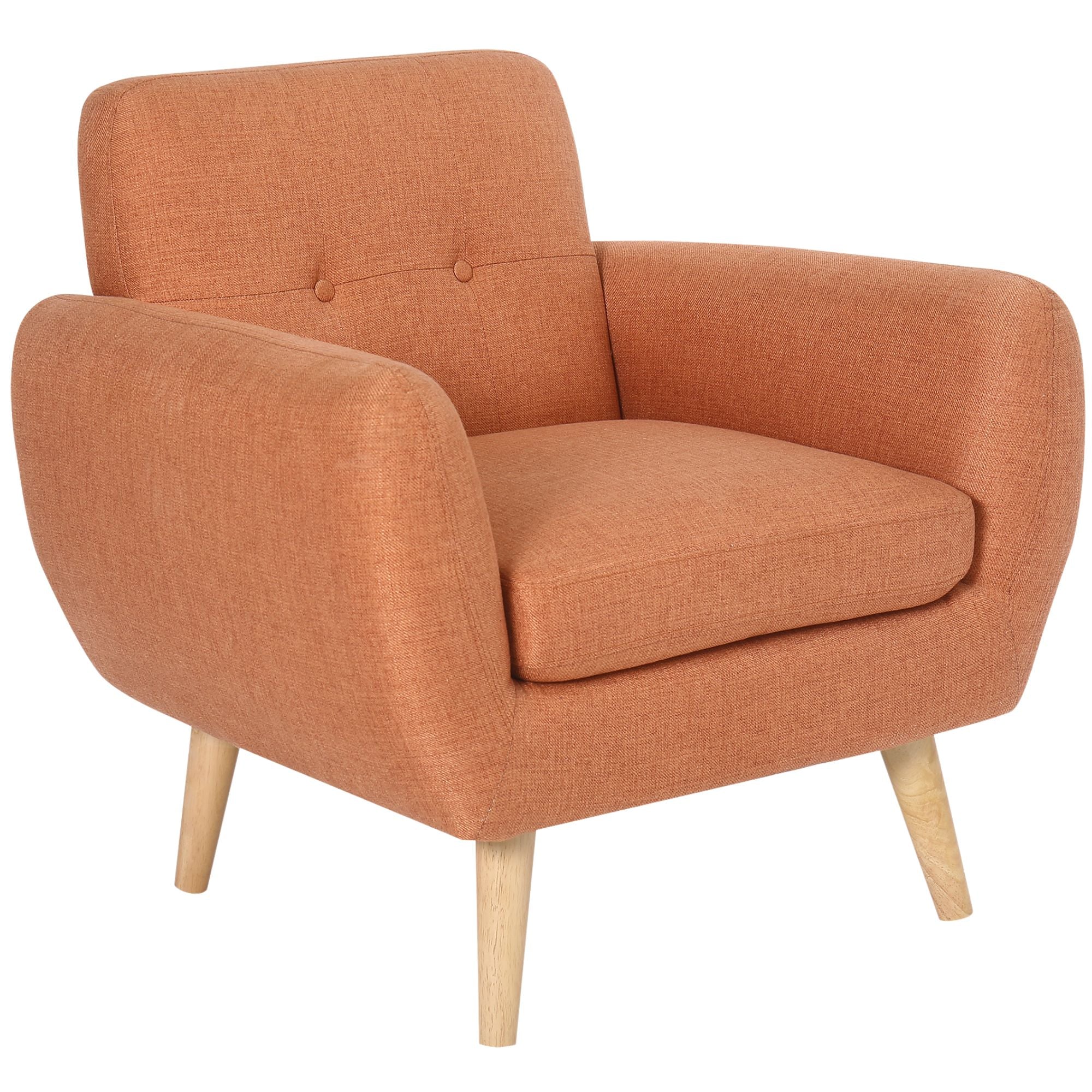Dane Single Seater Fabric Upholstered Sofa Armchair Lounge Couch - Orange.