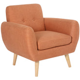 Dane Single Seater Fabric Upholstered Sofa Armchair Lounge Couch - Orange.