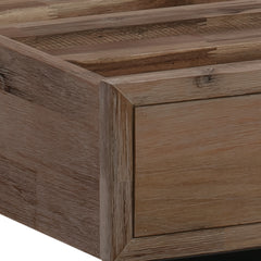 4 Pieces Bedroom Suite made in Solid Wood Acacia Veneered Queen Size Oak Colour 1XBed, 2X Bedside Table & 1XTallboy