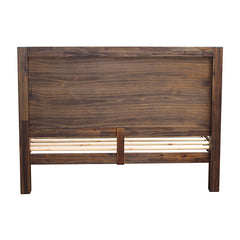 Bed Frame Double Size in Solid Wood Veneered Acacia Bedroom Timber Slat in Chocolate