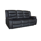 3 Seater Recliner Sofa In Faux Leather Lounge Couch in Black.