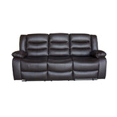 3 Seater Recliner Sofa In Faux Leather Lounge Couch in Brown.