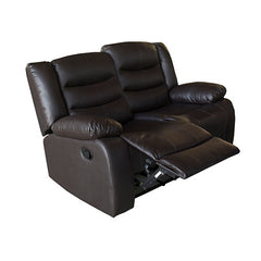 3 Seater Recliner Sofa In Faux Leather Lounge Couch in Brown.