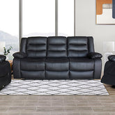 3+1+1 Seater Recliner Sofa In Faux Leather Lounge Couch in Black.
