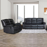 3+2 Seater Recliner Sofa In Faux Leather Lounge Couch in Black.
