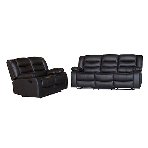 3+2 Seater Recliner Sofa In Faux Leather Lounge Couch in Brown.