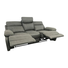 3+1+1 Seater Electric Recliner Sofa In Luxe Rhino Polyester Plywood Fabric In Ash Colour with Plastic Black Base.