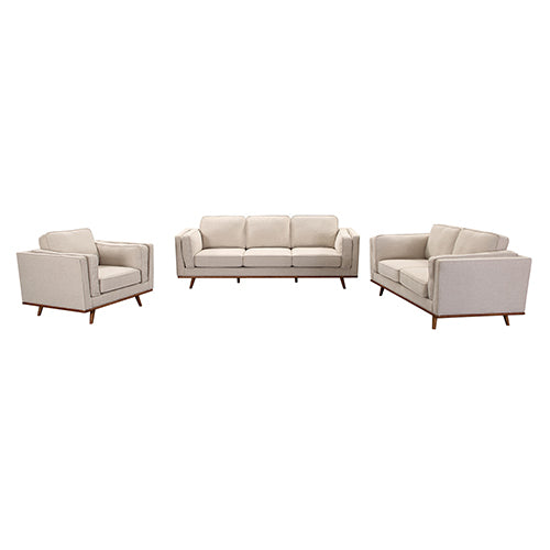 3+2+1 Seater Sofa Beige Fabric Lounge Set for Living Room Couch with Wooden Frame.
