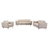 3+2+1 Seater Sofa Beige Fabric Lounge Set for Living Room Couch with Wooden Frame.
