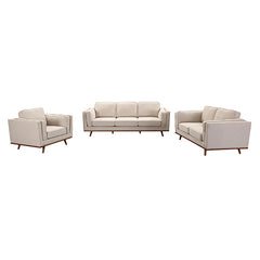 3+2+1 Seater Sofa Beige Fabric Lounge Set for Living Room Couch with Wooden Frame.