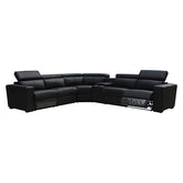 6 Seater Real Leather sofa Black Color Lounge Set for Living Room Couch with Adjustable Headrest.