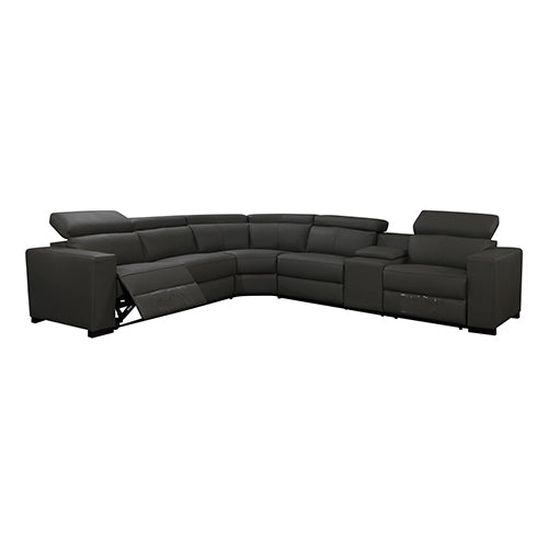 6 Seater Real Leather sofa Grey Color Lounge Set for Living Room Couch with Adjustable Headrest.