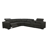 6 Seater Real Leather sofa Grey Color Lounge Set for Living Room Couch with Adjustable Headrest.