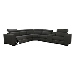 6 Seater Real Leather sofa Grey Color Lounge Set for Living Room Couch with Adjustable Headrest.