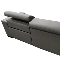 6 Seater Real Leather sofa Grey Color Lounge Set for Living Room Couch with Adjustable Headrest.