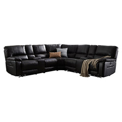 Round Corner Genuine Leather Dark Brown Electric Recliner with 2x Cup Holders Lounge Set for Living Room.