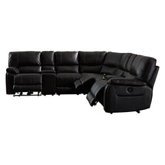 Round Corner Genuine Leather Dark Brown Electric Recliner with 2x Cup Holders Lounge Set for Living Room.