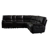 Round Corner Genuine Leather Dark Brown Electric Recliner with 2x Cup Holders Lounge Set for Living Room.
