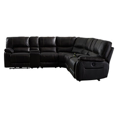 Round Corner Genuine Leather Dark Brown Electric Recliner with 2x Cup Holders Lounge Set for Living Room.