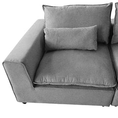 6 Seater Cloud Sectional Sofa in Belfast Fabric Grey Living Room Couch with Ottoman.