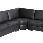 Lounge Set Luxurious 6 Seater Bonded Leather Corner Sofa Living Room Couch in Black with Chaise.