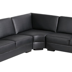 Lounge Set Luxurious 6 Seater Bonded Leather Corner Sofa Living Room Couch in Black with Chaise.