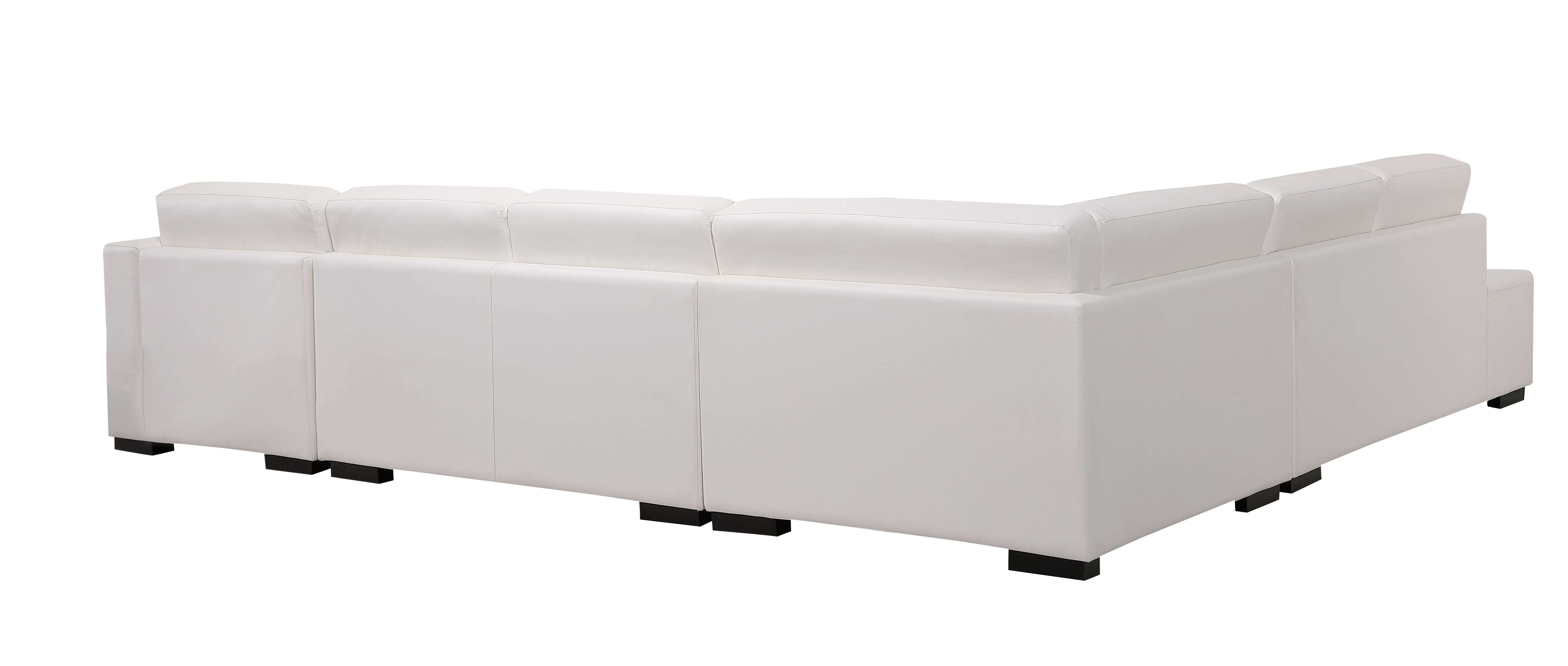 Lounge Set Luxurious 6 Seater Bonded Leather Corner Sofa Living Room Couch in White with Chaise.