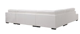 Lounge Set Luxurious 6 Seater Bonded Leather Corner Sofa Living Room Couch in White with Chaise.