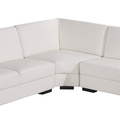 Lounge Set Luxurious 6 Seater Bonded Leather Corner Sofa Living Room Couch in White with Chaise.