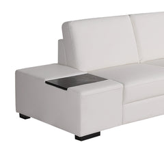 Lounge Set Luxurious 6 Seater Bonded Leather Corner Sofa Living Room Couch in White with Chaise.