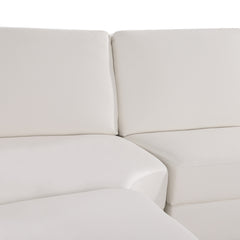 Lounge Set Luxurious 6 Seater Bonded Leather Corner Sofa Living Room Couch in White with Chaise.