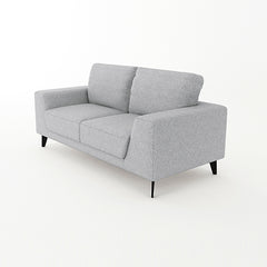 2 Seater Sofa Light Grey Fabric Lounge Set for Living Room Couch with Solid Wooden Frame Black Legs.