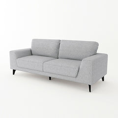 3 Seater Sofa Light Grey Fabric Lounge Set for Living Room Couch with Solid Wooden Frame Black Legs.