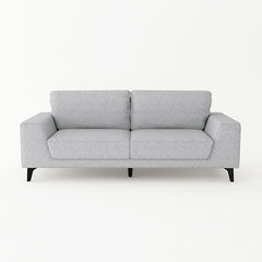 3 Seater Sofa Light Grey Fabric Lounge Set for Living Room Couch with Solid Wooden Frame Black Legs.