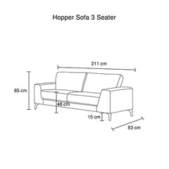 3 Seater Sofa Light Grey Fabric Lounge Set for Living Room Couch with Solid Wooden Frame Black Legs.