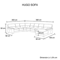 Lounge Set Luxurious 7 Seater Bonded Leather Corner Sofa Living Room Couch in Black with Chaise.