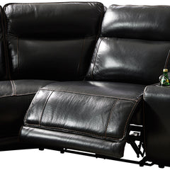 6 Seater Corner Sofa with Genuine Leather Black Armless Recliners Straight Console Lounge Set for Living Room.