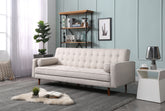 Sofa Bed 3 Seater Button Tufted Lounge Set for Living Room Couch in Fabric Beige Colour.