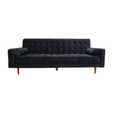 Sofa Bed 3 Seater Button Tufted Lounge Set for Living Room Couch in Velvet Black Colour.
