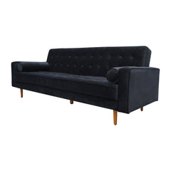 Sofa Bed 3 Seater Button Tufted Lounge Set for Living Room Couch in Velvet Black Colour.