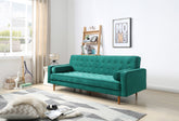 Sofa Bed 3 Seater Button Tufted Lounge Set for Living Room Couch in Velvet Green Colour.
