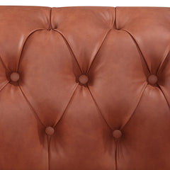 Single Seater Brown Sofa Armchair for Lounge Chesterfireld Style Button Tufted in Faux Leather.