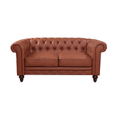 2 Seater Brown Sofa Lounge Chesterfireld Style Button Tufted in Faux Leather.
