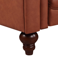 3 Seater Brown Sofa Lounge Chesterfireld Style Button Tufted in Faux Leather.