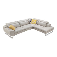 5 Seater Lounge Cream Colour Leatherette Corner Sofa Couch with Chaise.