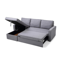 3 Seater Sofa Bed with pull Out Storage Corner Chaise Lounge Set in Grey.