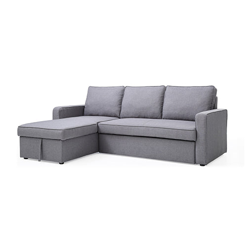 3 Seater Sofa Bed with pull Out Storage Corner Chaise Lounge Set in Grey.
